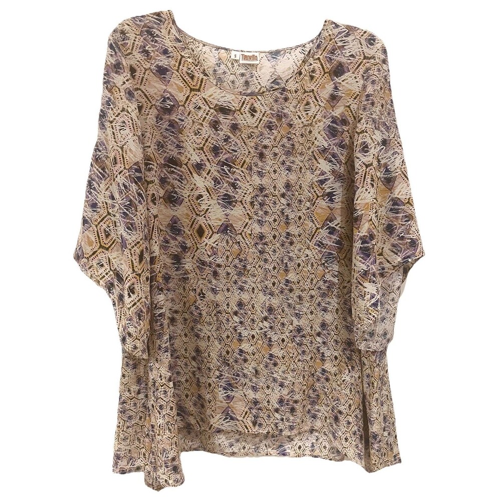 Tianello By Steve Barraza Garment Dyed 100% Silk Natalie Tunic Blouse Small Boho